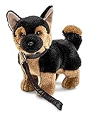 Uni-Toys - Deutscher Schäferhund Welpe, stehend - Mit Leine - 26 cm (Höhe) - Plüsch-Hund, Haustier - Plüschtier, Kuscheltier