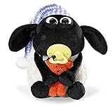 Nici Shaun das Schaf Kuscheltier Timmy mit kleinem Bär, Schnuller und Schlafmütze, 25 cm, Farbe: Weiß/Schwarz