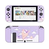 GeekShare Lavender Schutzhülle Kompatibel mit Nintendo Switch, TPU Slim Case Cover Fit Schalterkonsole und Joy-Con (Ice Cream Cat) [Videospiel]