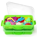 Sandkasten Sensory Bin mit Deckel und Griff, Portable Sensory Sandbox Container für Kinder, Kunststoff Aktivität Tray für Kleinkinder - (2 Stück grün)