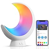 ECOLOR Smart Tischlampe, Farbwechsel Mondlampe, Nachttischlampe Touch Dimmbar für Schlafzimmer Wohnzimmer Dekoration, APP-Steuerung, Musik Sync (Kein WLAN oder Alexa)