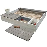 Meppi Sandkasten Laboe Weiss/grau - Sandkiste aus Holz - Sandbox