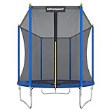 Ultrasport Gartentrampolin Uni-Jump, Kindertrampolin, Ø 183 cm, Trampolin Komplettset inklusive Sprungmatte, Sicherheitsnetz, gepolsterten Netzpfosten und Randabdeckung, Blau