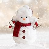 FUFRE Weihnachtsdeko Schneemann Plüsch, Weihnachten Deko Schneemann Kuscheltier, Süße Schneemänner Deko Figuren Plüschtier, Weihnachtsdeko Innen Plüsch Puppe für Weihnachts Kamin Geschenk (E)