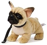Uni-Toys - Französische Bulldogge (beige) - Mit Leine - 26 cm (Länge) - Plüsch-Hund - Plüschtier, Kuscheltier