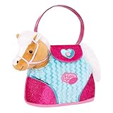 Pucci Pups Kuscheltier Pony beige in Handtasche mit Zubehör – Plüschtier Pferd in blau-Pinker Tasche, Sattel, Zaumzeug – Spielzeug für Kinder ab 2 Jahre, ST8274Z