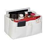 Relaxdays Taschenorganizer Handtasche, Filz, viele Fächer, entnehmbarer Trenner, Handtaschenorganisator, Größe M, weiß 10035785_58