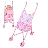 Puppenbuggy, Puppenwagen Klappbar Mit 4 Rädern, Sicher Und Leicht, Rollenspielzeug Für Jungens Und Mädchen Ab 1 Jahr, Passend Für Puppen Der Meisten Größen (53 X 25 X 49 cm)