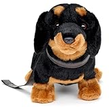 Uni-Toys - Dackel, stehend (mit Leine) - 28 cm (Länge) - Plüsch-Hund, Haustier - Plüschtier, Kuscheltier