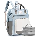 BAGROUPS Wickeltasche Rucksack Großer Wickelrucksack mit Multifunktions Reiserucksack Handgepäck Flugzeug 40x30x20 cm Wizzair Travel Backpack Carry On Luggage Diaper Bag für Mama & Papa Unterwegs Blau