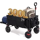 TIMBER RIDGE XXXL Bollerwagen Faltbare 300L Extra Langer mit Faltbarer Heckklappe Handwagen mit Seitentasche Getränkehalter verstellbarem Griff, Gartenwagen Transportwagen für Alle Gelände