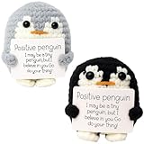 JazRvr 2 Stricken Pinguine, Pocket Hug, Emotional Support, Niedliches Pinguin Geschenk, Handgemacht, 7 x 5 x 5 cm