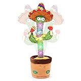 Tanzender Kaktus Plüschtiere,Sprechender Kaktus,Elektronischer Kaktus Spielzeug,Singen Tanzen Reden Leuchten Kuscheltier für Kinder,Aufnehmen Lernen zu sprechen Plüsch Puppe Kaktus Plüsch Spielzeug