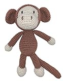 LOOP BABY - Gehäkelter kleiner Kuscheltier Affe Arne in braun - Nachhaltiges Bio-Kuscheltier aus Baumwolle - Baby- und Kinder-Spielzeug - Montessori Spielzeug als Baby Erstausstattung