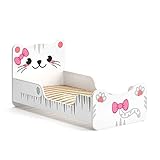 VitaliSpa Kinderbett IZZY 80x160 cm Weiß Juniorbett Jugendbett Katze Mädchenbett (Weiß)