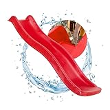 Spielturmking Kinderrutsche Wave 1,75 m Wasserrutsche Spielturm Wellenrutsche Gartenrutsche Anbaurutsche (Rot)