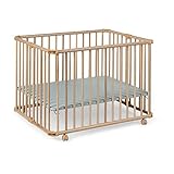 Geuther 2261 Laufgitter Lucilee Passung: 76 cm x 97 cm 3-fach werkzeuglos höhenverstellbar gepolsterter Laufstall in 4 Farbvarianten und 7 Designs erhältlich Farbe: Natur Muster: Mint