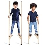 MAMOI® Stelzen aus Holz für Kinder, Holzstelzen 103/153cm, Gymnastik & geschicklichkeit, Laufstelzen mit Höhenverstellung, Stilts ab 5 Jahre und 7/9 Jahre