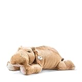 Steiff 085352 - Original Plüschtier Nilpferd Mocky, Kuscheltier ca. 80 cm, Markenplüsch Knopf im Ohr“, Schmusefreund für Babys von Geburt an, Graubraun