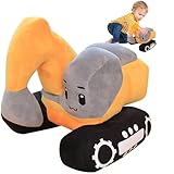 Afenau Bagger Kuscheltier, 26 * 23cm Plüsch Bagger Spielzeug, Ausschreibung Kinder Plüsch Bagger, Plüsch-Bagger-Spielzeug für Jungen und Mädchen, Geburtstagsgeschenk