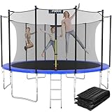 KINETIC SPORTS Trampolin Outdoor 'Salto Plus' Ø 183/244/305/366/400/430/490 cm - Komplett-Set für Kinder, USA Sprungtuch, Netz, Randpolster, Leiter - bis zu 160kg
