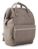 Kah&Kee Damen Leder Rucksack -Wasserdicht 15 Zoll Elegant Laptop-Taschen für Lehrerinnen & Büro-Arbeit, ideal für Reisen (Grau, mittel)