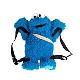 United Labels Sesamstraße Krümelmonster Rucksack 38 cm, 3D Plüsch Rucksack mit verstellbaren Gurten, Plüschtier blau