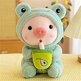 Plüschtier und Umarmungsspielzeug Kawaii Plüschkissen - Pinguin Frosch Schwein Superweiches Dekoratives Kissen Geschenk für Familie (25 cm, Frosch)