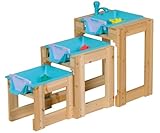 Happy People Wasser-Spieltisch 3er Set – mit Schleusenfunktion & handelsüblichem Schlauchanschluss – Outdoor Wasserspielzeug für Garten & Terrasse – robust, wetterfest, fördert Motorik