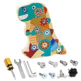 Liangding Montessori Spielzeug ab 3 4 5 Jahre, Busy Board Montessori Schraubbrett Dino Holzspielzeug, Motorikspielzeug Lernspiele für Mädchen Junge, Kinderspielzeug für Geschenk