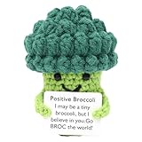 Zur Emotionalen Unterstützung – Handgehäkeltes Brokkoli-Spielzeug | Lustiges Plüsch Mit Karte, Pflanzliches Kuscheltier, Inspirierendes Geschenk, Deko, Motivation für Kinderzimmer