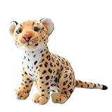 AQCQDQ 23cm Plüschtier Schneeleopard,Realistische Löwe Tiger Schwarzer Panther Schneeleopard Plüschtier,Leopard Kuscheltier Gepard Klein Süßes Kawaii Stofftier,für Kinder Jungen Mädchen (23 cm,Gelb)