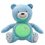 Chicco First Dreams Baby Bär Plüsch-Teddybär, weicher Projektor mit Nachtlicht, Lichteffekten und entspannenden Melodien, Blau - Kinderspielzeug 0+ Monate