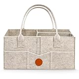 HAGOT Baby Windel Caddy Organizer, Wickeltisch Organizer, Tragbarer Wickelorganizer, Wickeltasche Organizer, Faltbarer Filztasche Organizer mit Fächern, für Feuchttücher und Babysachen