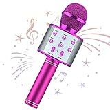 Wowstar Drahtloses Bluetooth Mikrofon Karaoke, Tragbares Karaoke-Handmikrofon Lustige Geschenke für Erwachsene und Kinder Home KTV Player unterstützt Android IOS PC für Partysingen (Lila)
