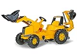 Rolly Toys Traktor / rollyJunior CAT (mit Lader und Heckbagger, für Kinder ab drei Jahren, Sitz verstellbar, Flüsterlaufreifen) 813001