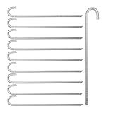 Relaxdays Bodenanker 10er Set, lange Zeltheringe für Pavillon, Trampolin, Heringe verzinkter Stahl 45 cm lang, Silber