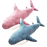 Osuter 2PCS Plüschtier Hai Kinder Plüschtier Spielzeug Weicher Hai Spielzeug Geschenk für Kinder Baby Mädchen Geburtstag (Blau und Rosa)