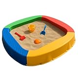 BURI Premium Sandkasten aus Kunststoff 150 x 150 x 20 cm, Bunt, Made in Germany – Robuster Buddelkasten für den Garten, Kinderspielzeug zum Buddeln mit Sand oder Kies, sehr stabil & hochwertig