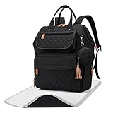 VKFOFEG Wickeltasche Groß Rucksack Baby Wickelrucksäcke Wickelrucksack mit Tragbarer Wickelunterlage, Babytasche Multifunktional, Diaper Bag für Mama und Papa (Schwarz)