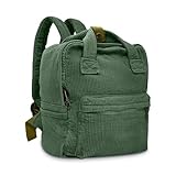 Boziee Klein Rucksack Damen Canvas/Cord Cityrucksack Rucksäcke Daypacks,Rucksackhandtaschen Kinderrucksäcke für Schule Travel Arbeit Damen Mädchen Teenager Unisex (Corduroy, Grün)