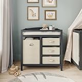 Vicco Wickelkommode Nunjo, Anthrazit, 85 x 87 cm mit Stoffschubladen