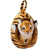 Trayosin Kuscheltier Tiger Süßes Plüsch Tiger mit Haustierkorb Stofftier Weiches Plüschtier Plüsch Puppe Spielzeug Geburtstaggeschenk für Jungen und Mädchen (Braun Tiger)