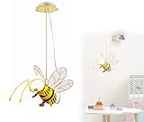 bmf-versand® Kinderlampe Decke Biene LED - Hängelampe Kinderzimmer Mädchen Junge - Kinderzimmerlampe Hängend Gelb - Kinderleuchte Inkl. Leuchtmittel - Pendellampe Kinder Tiere