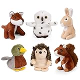 Living Nature Wildtier-Freunde, 6 x realistische kleine kuschlige Wald-Stofftiere, Naturli umweltfreundliche Plüschtiere, 9cm, Verschieden