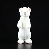 lilizzhoumax Frettchen plüschtier 32cm/12Zoll Simuliertes Tier Kawaii Realistische Stehendes Frettchen Kuscheltier Spielzeug für Wilde Tiere Geschenk für Kinder pelziges Stofftier - Weiß