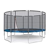 Ampel 24 Outdoor Trampolin 430 cm blau komplett mit außenliegendem Netz, Stabilitätsring, 10 gepolsterten Stangen, Belastbarkeit 160 kg