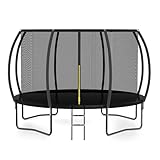 Nattork Trampolin Outdoor Ø244/370/427cm, Gartentrampolin mit Sicherheitsnetz & Leiter, Outdoor Trampolin für Kinder & Erwachsene, bis Belastbarkeit zu 150 kg