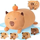 MOMOSTAR 5 Stück Capybara Plüschtier, Capybara Kuscheltier mit 4 Baby im Bauch, Wasserschwein Kuscheltier Kinder, Capibara Kuschelkissen, Kleinkind Geburtstagsgeschenke für Mädchen Jungen