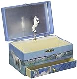Trousselier - Pferd aus der Camargue - Musikschmuckdose - Spieluhr - Ideales Geschenk für junge Mädchen - Phosphoreszierend - Leuchtet im Dunkeln - Musik Wiegenlied von Schubert - Farbe blau